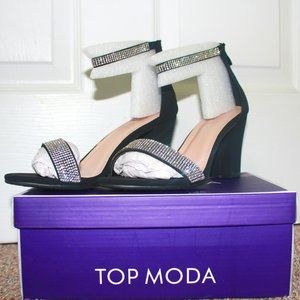 TOP Moda Black Heels with Silver Accents